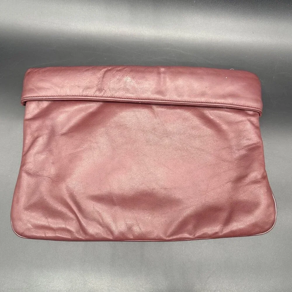 Vintage Etienne Aigner Leather Clutch Purse 1970s Maroon Handbag Retro Fashion - Picture 3 of 12